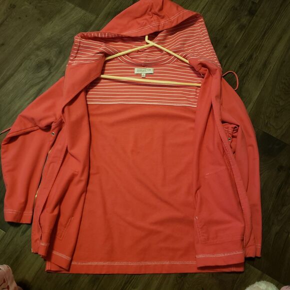 Jones New York  Full Zip Hooded Orange / Pink Jacket Women's Sz 1X - Picture 4 of 5